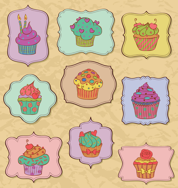 Conjunto de cupcakes
 - Vector, imagen