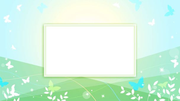 Abstract spring summer background in light pastel color, environmental theme with butterfly and tree - Vector, Imagen