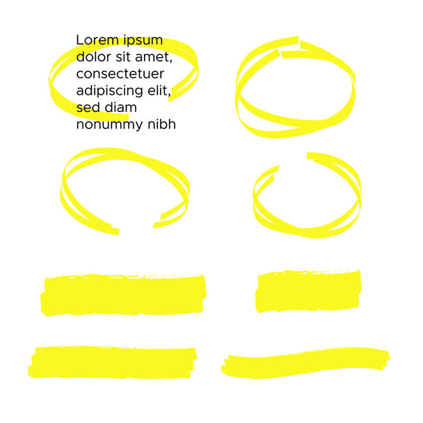 Sárga színű kiemelő. Fésülködő toll aláhúzva. Sárga akvarell kézzel rajzolt kiemelés  - Vektor, kép