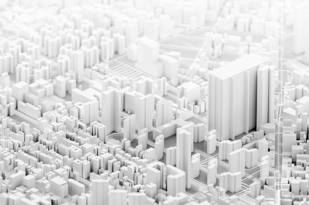Modelo de conceito futurista de edifícios da cidade, 3d renderização
 - Foto, Imagem