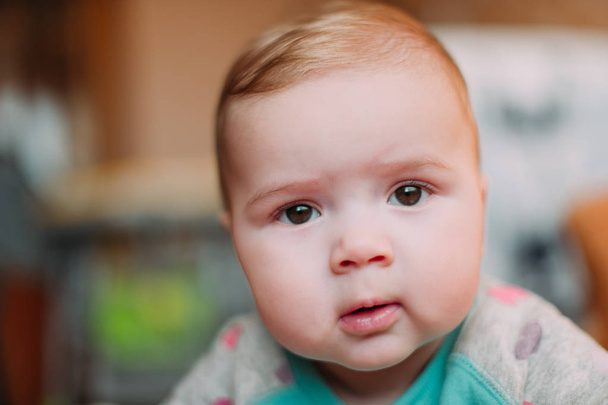Close up portrait of baby boy at home - Фото, изображение
