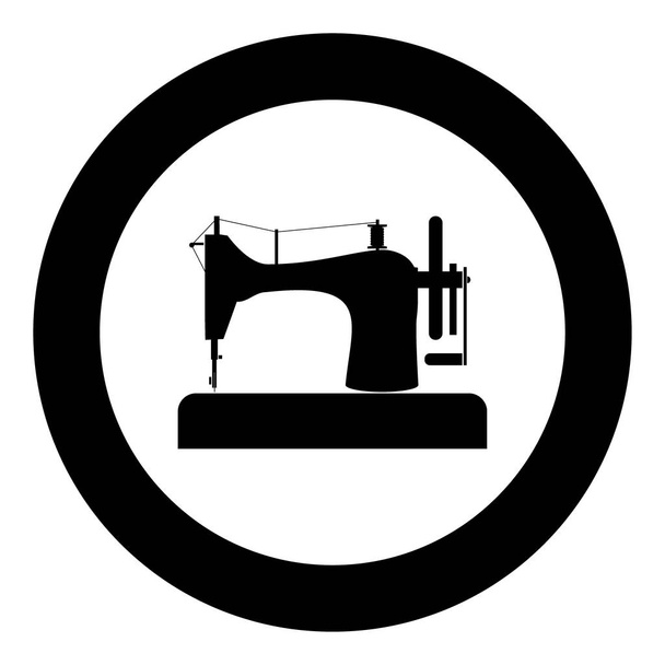 Sewing machine icon black color in circle vector illustration - Vector, Image