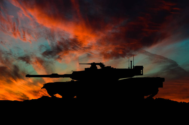 Americká hlavní bojový tank silueta / 3d ilustrace - Fotografie, Obrázek