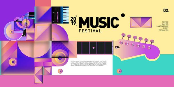 Design de ilustração de festival de música para festa e evento. Ilustração vetorial Colagem de música para fundo e papel de parede
 - Vetor, Imagem