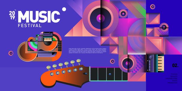 Music Festival Illustration Design for Party and Event. Vector Illustration Collage of Music for Background and Wallpaper - Vector, Image