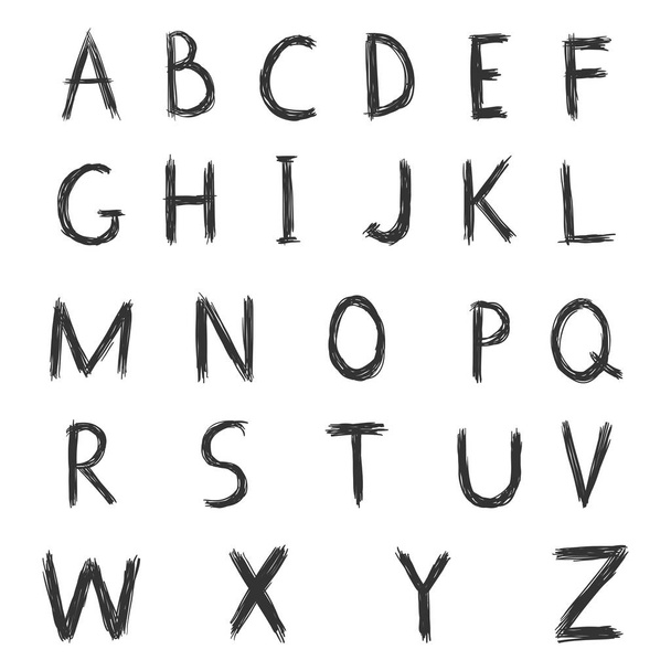 Vector Set of Black Sketch English Alphabet Letters - Vector, Image