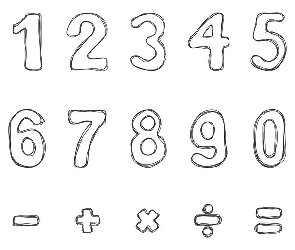 Conjunto vetorial de figuras de esboço de doodle e sinais matemáticos
 - Vetor, Imagem