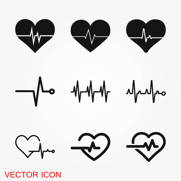 Sydämen syke kuvake logo, vektori merkki symboli suunnittelu
 - Vektori, kuva