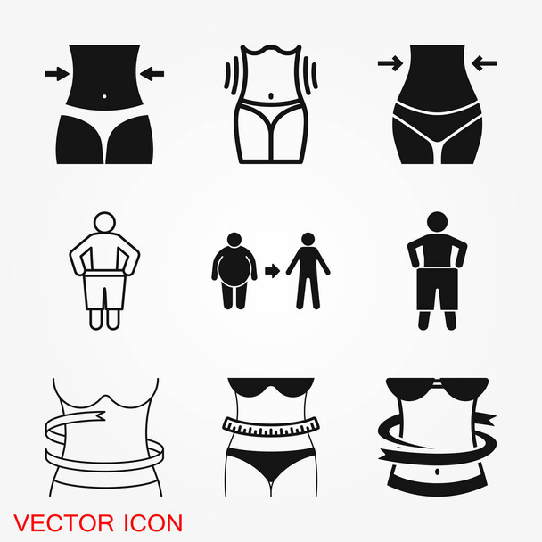 Testsúlycsökkenés ikon logo, illusztráció, vektor jel szimbólum tervezés - Vektor, kép