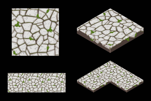 2D- en isometrisch gemalen naadloze tegel textuur, kleur grijs. Vectorillustratie voor de gebruikersinterface van het spel element. - Vector, afbeelding