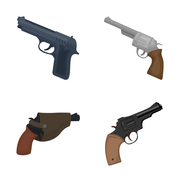 Vector illustration of revolver and pistol symbol. Set of revolver and trigger stock symbol for web. - Vettoriali, immagini