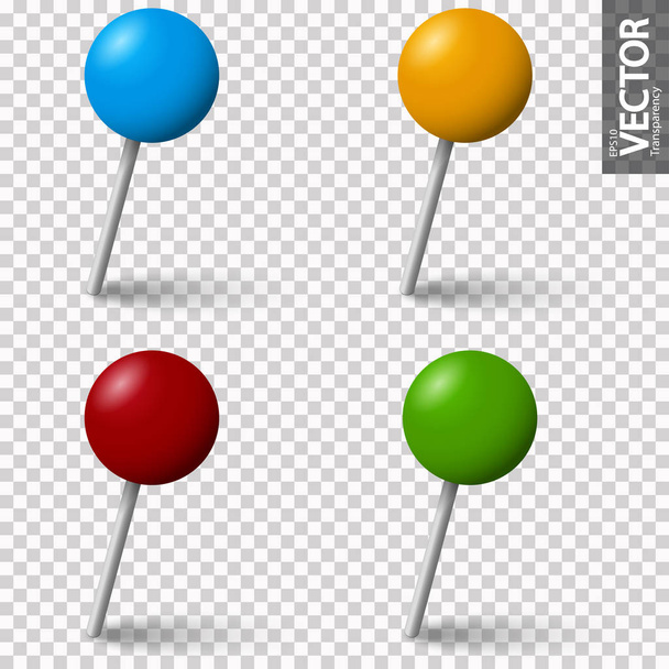colección de diferentes suministros de oficina aguja pin en varios colores con transparencia vectorial
 - Vector, Imagen