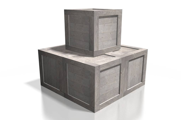 Caixas de madeira 3D - ótimo para tópicos como transporte de carga / carga etc
. - Foto, Imagem