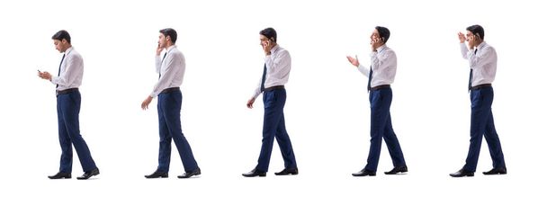 Empresario caminando de pie vista lateral aislado en backgro blanco
 - Foto, Imagen