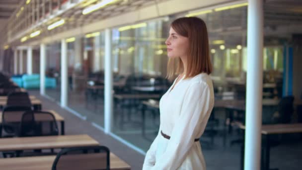 portrait jeune femme d'affaires riant posant dans le bureau moderne
 - Séquence, vidéo