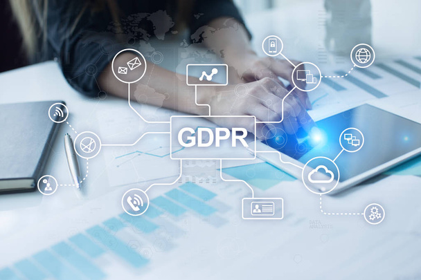 GDPR. általános adatvédelmi rendelet előírások betartásával, európai információs biztonsági törvény. - Fotó, kép