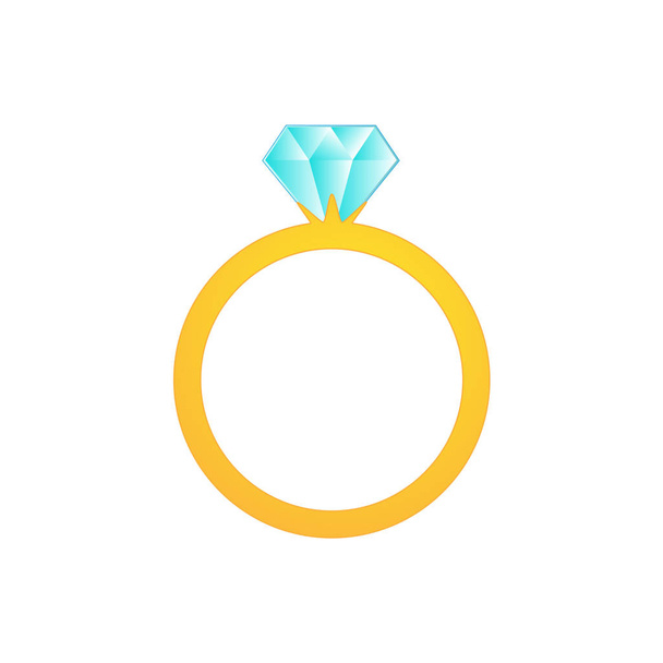 Прекрасный дизайн золотого кольца с большим голубым бриллиантом
 - Вектор,изображение