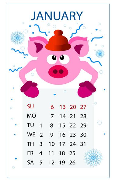 il calendario; maialino; gennaio; nuovo anno
 - Vettoriali, immagini