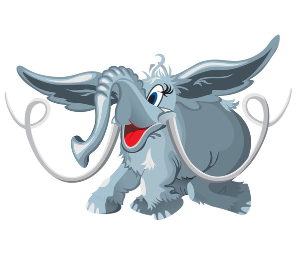 Funny fairy-tale mammoth - Διάνυσμα, εικόνα