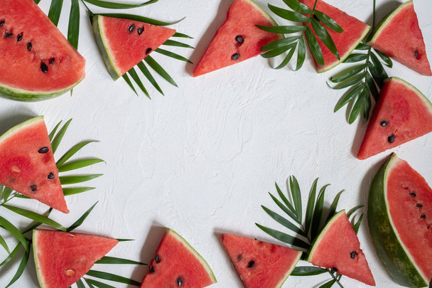 Sliced watermelon on white background. Summer concept. - Foto, immagini
