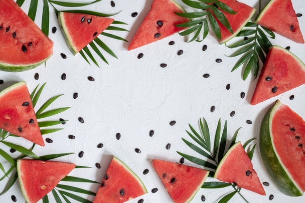 Sliced watermelon on white background. Summer concept. - Foto, imagen