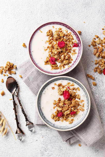 Granola with yogurt and dried raspberries - Φωτογραφία, εικόνα