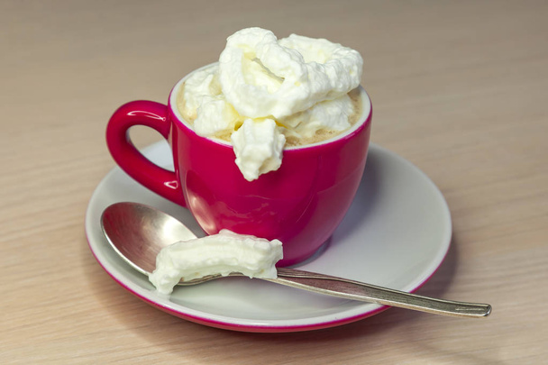 Cup of coffee with whipped cream - 写真・画像