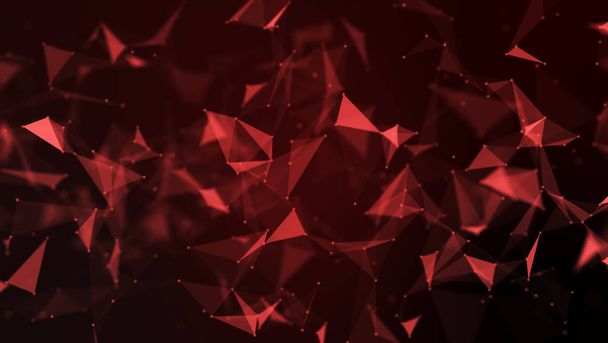 abstrakte futuristische Molekülstruktur rote Linie schwarzer Hintergrund. computer netzwerk verbindung digital technologie illustration konzept. - Foto, Bild