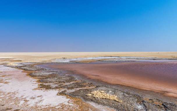 Jeziora w odkładanie się soli w większej Rann Kaććh, Gujarat, Indie - Zdjęcie, obraz