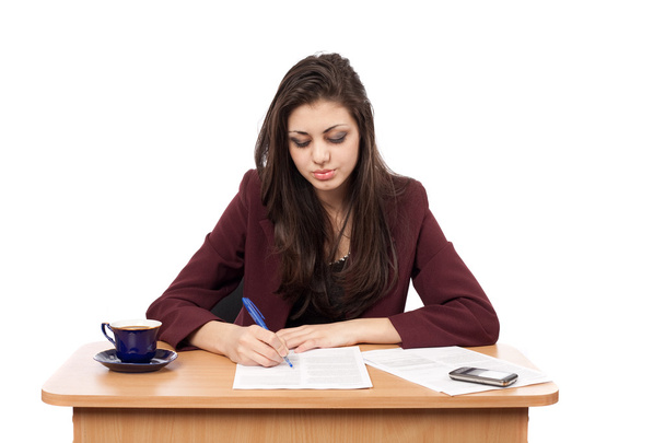 Businesswoman writing - Фото, зображення