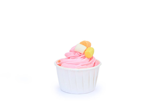 Tasty cupcake isolated on white background. - Фото, изображение