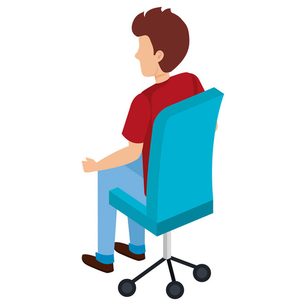 young man sitting in office chair - ベクター画像
