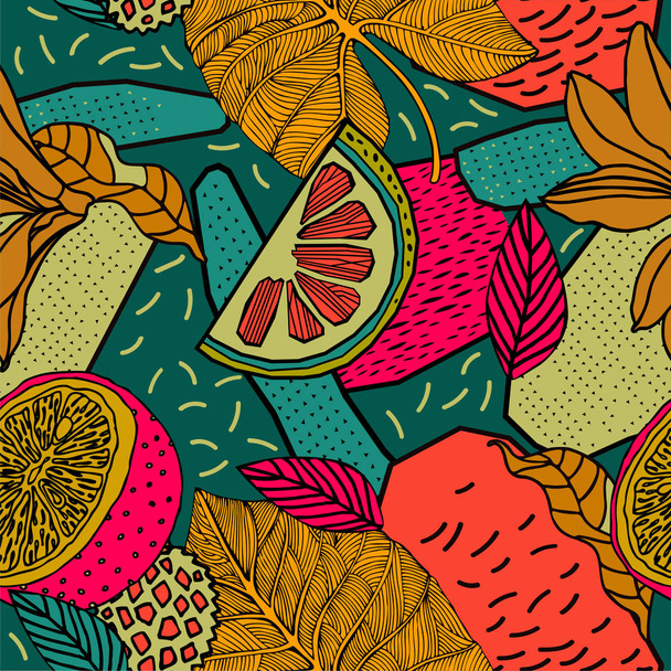 Bright tropical background with exotic plants.  - Vector, Imagen