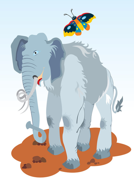 Mammoth and butterfly - Vector, imagen
