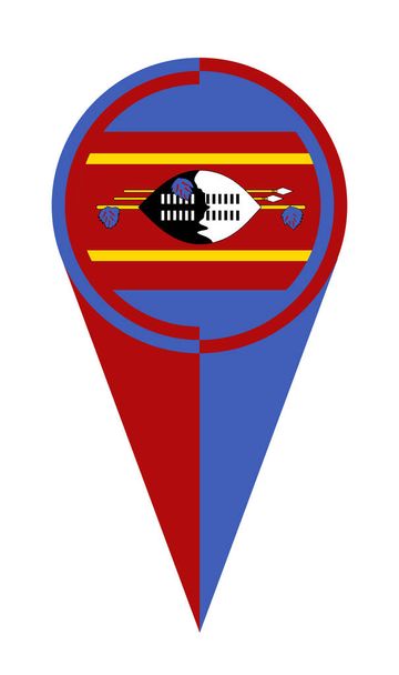 Suazilandia mapa puntero pin icono ubicación bandera marcador - Vector, Imagen
