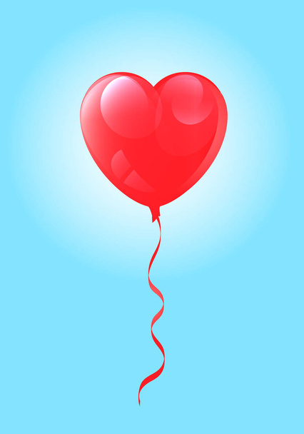 Vektoros rajz ballonkatéterek a szív alakú ellen az égen, háttérvilágítással - Vektor, kép