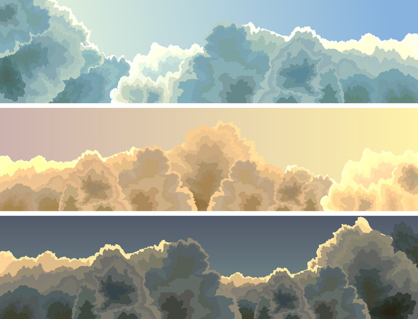 horizontale Illustration Sonnenuntergang, Himmel und Wolken. - Vektor, Bild
