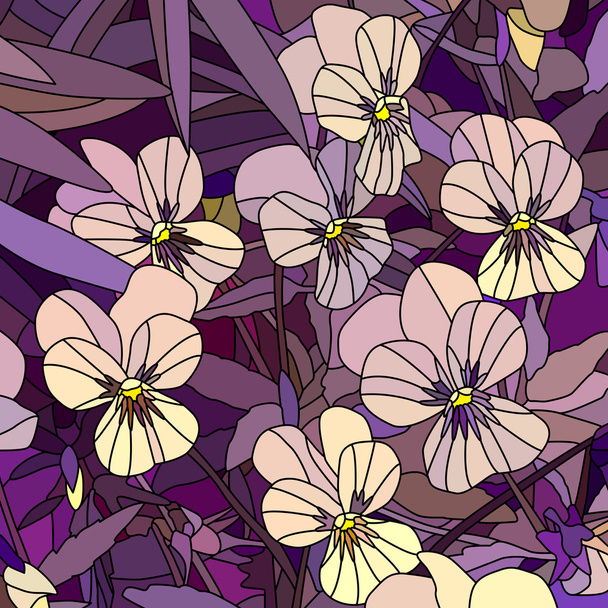 Vector illustration of flowers pale yellow violet (Pansy). - Vector, Image