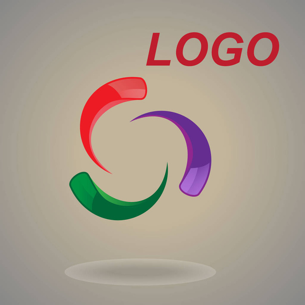 Logo colored with text/On the drawing a logo in the form of a circle, multi-colored. With a shadow logo for a new company, a logo for a new institution, a new project. - Vector, afbeelding