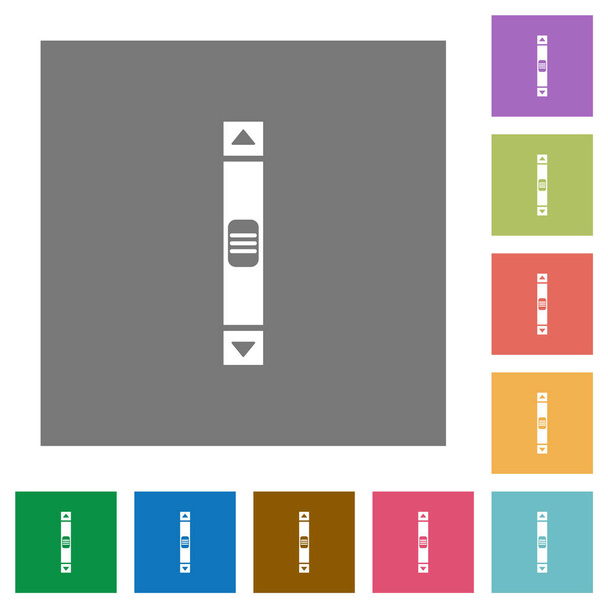 垂直スクロール バーの単純な色の正方形の背景にフラット アイコン - ベクター画像