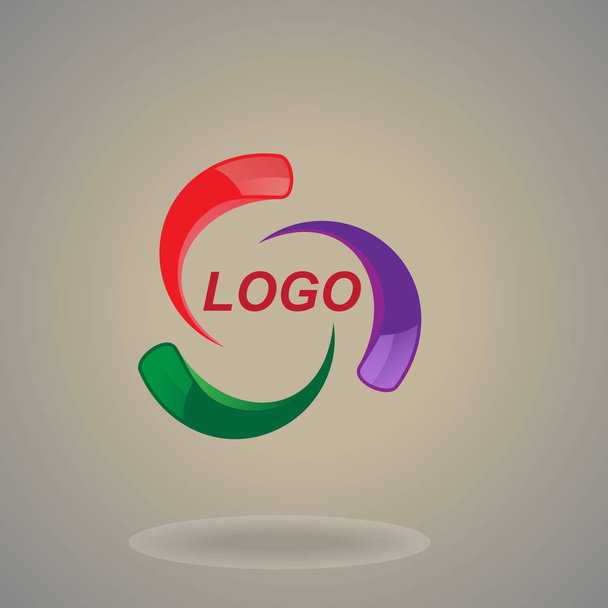 text in the logo/On the drawing a logo in the form of a circle, multi-colored, the text can be entered in the logo. With a shadow logo for a new company, a logo for a new institution, a new project. - Vector, Image