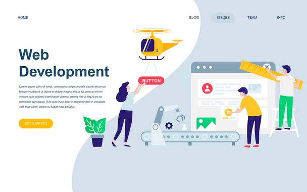 Modern flat web page design template of Web Development decorated people character for website and mobile website development. Flat landing page template. Vector illustration. - Vector, Image