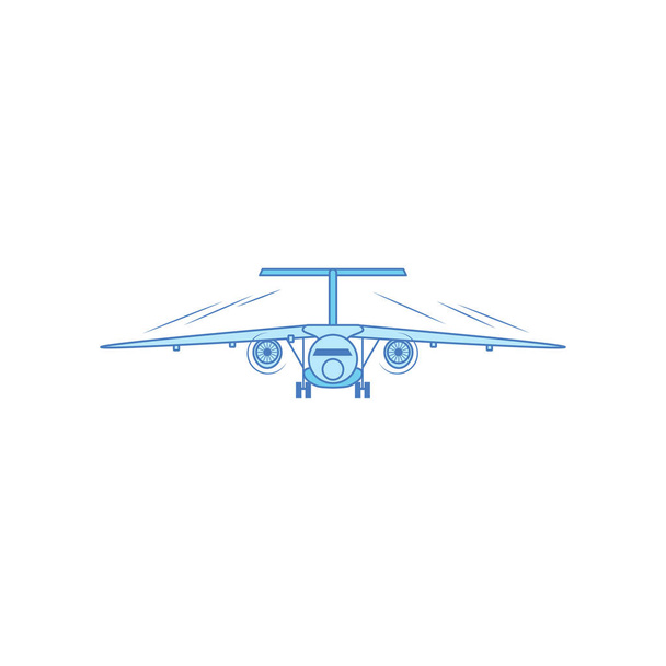 Iron bird plane in the sky. Jet plane with turbines. - Vecteur, image