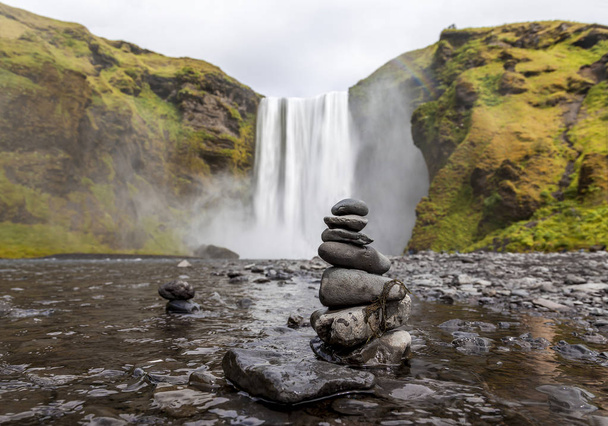 landscape of the skogafoss waterfall in iceland - Photo, Image