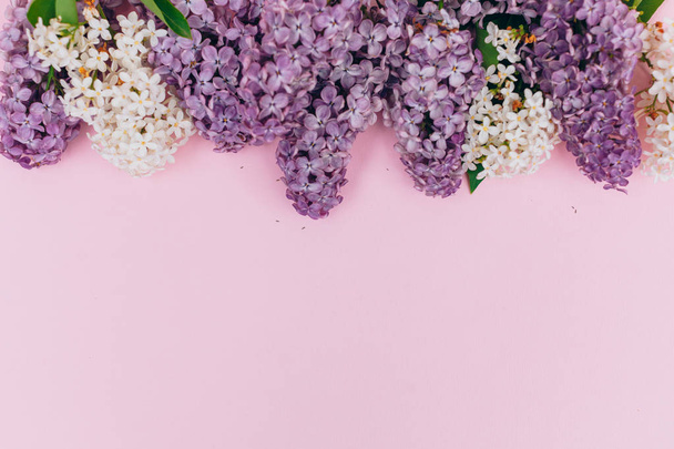 Beautiful floral border with lilacs. With copy-space. - Fotó, kép