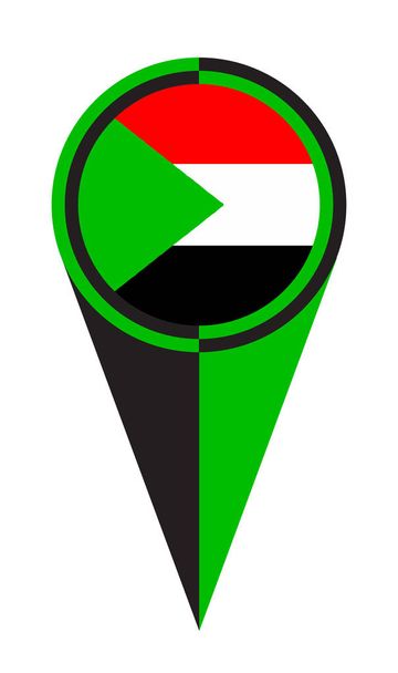 Sudán Mapa Pointer Ubicación Bandera
 - Vector, imagen