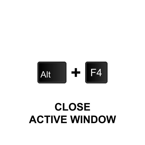 Клавиатуры ярлыки, закрыть активный значок окна. Может использоваться для веб, логотип, мобильное приложение, пользовательский интерфейс, UX на белом фоне
 - Вектор,изображение
