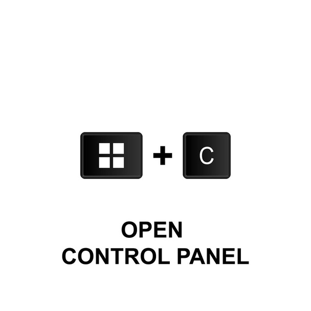 Atalhos de teclado, ícone do painel de controle aberto. Pode ser usado para web, logotipo, aplicativo móvel, UI, UX
 - Vetor, Imagem