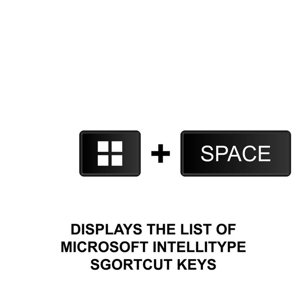 キーボード ショート カット、Microsoft intellitype ショートカット キー アイコンの一覧を表示します。Web、ロゴ、携帯電話アプリは、Ui、Ux のため使用することができます。 - ベクター画像