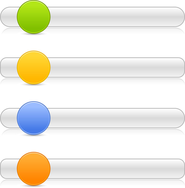4 colorful empty round web 2.0 button with grey navigation panel on white background - Διάνυσμα, εικόνα